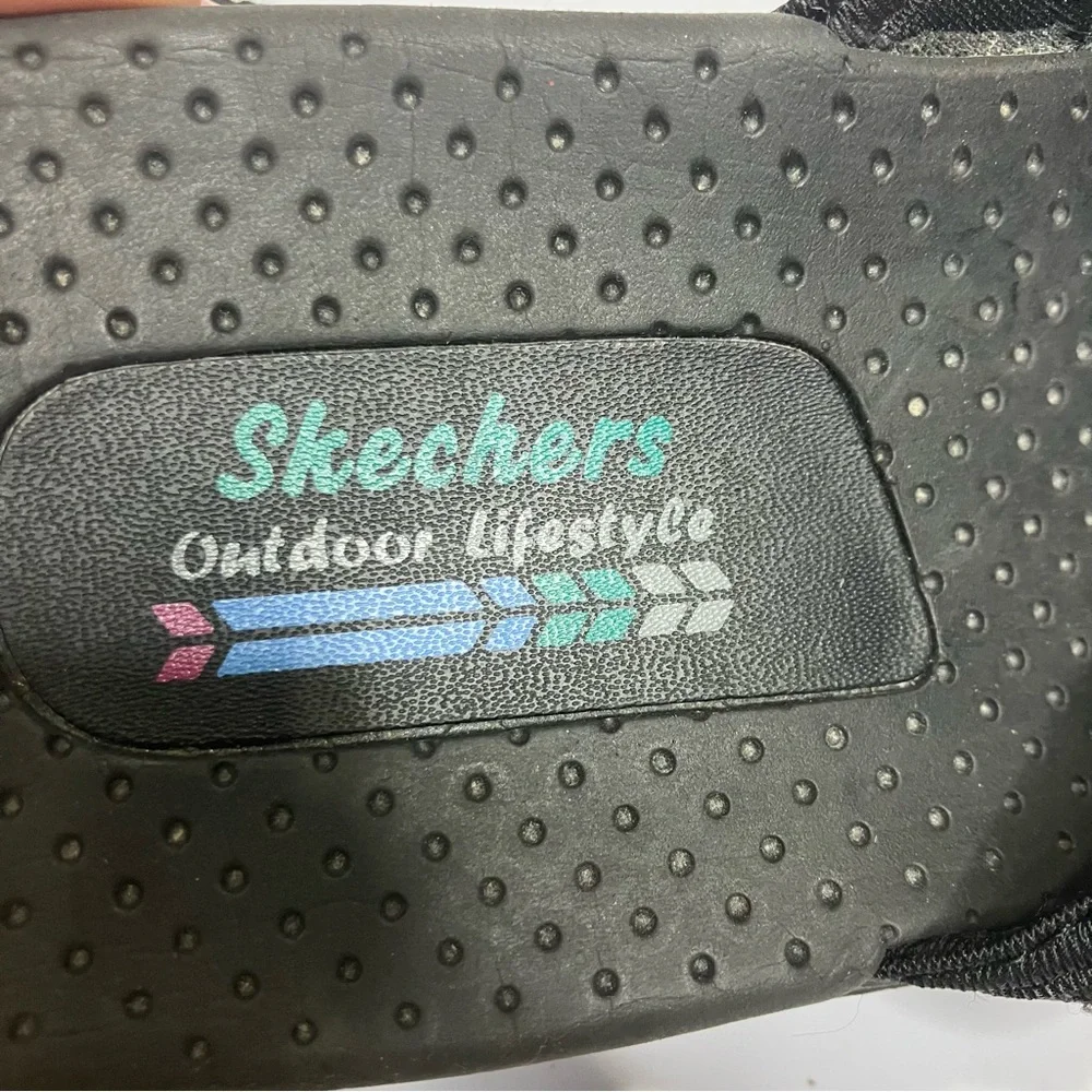 Skechers reggae slip‎ on sandals black casual slides summer women’s size 9